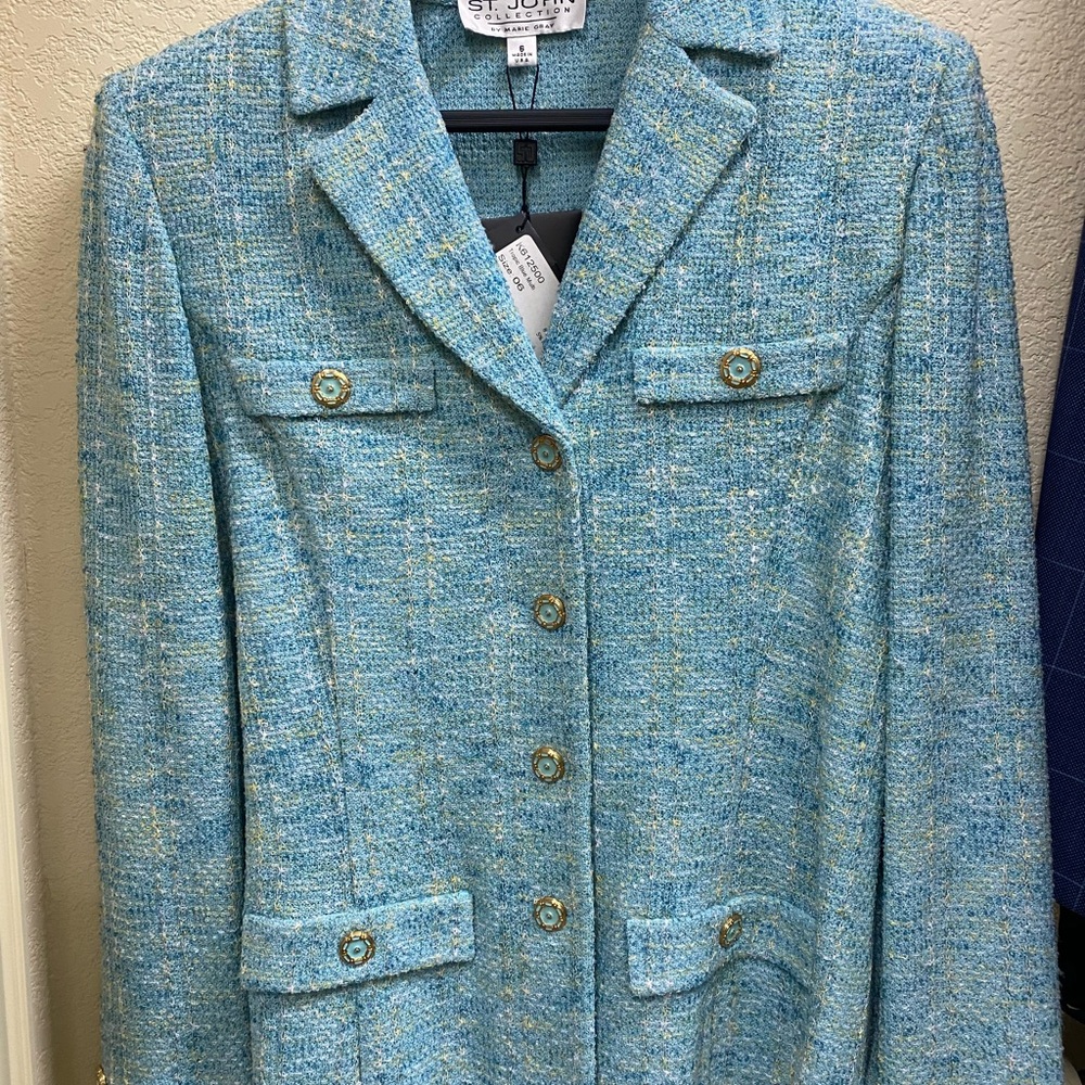 St. John Blue Tweed Women's Jacket